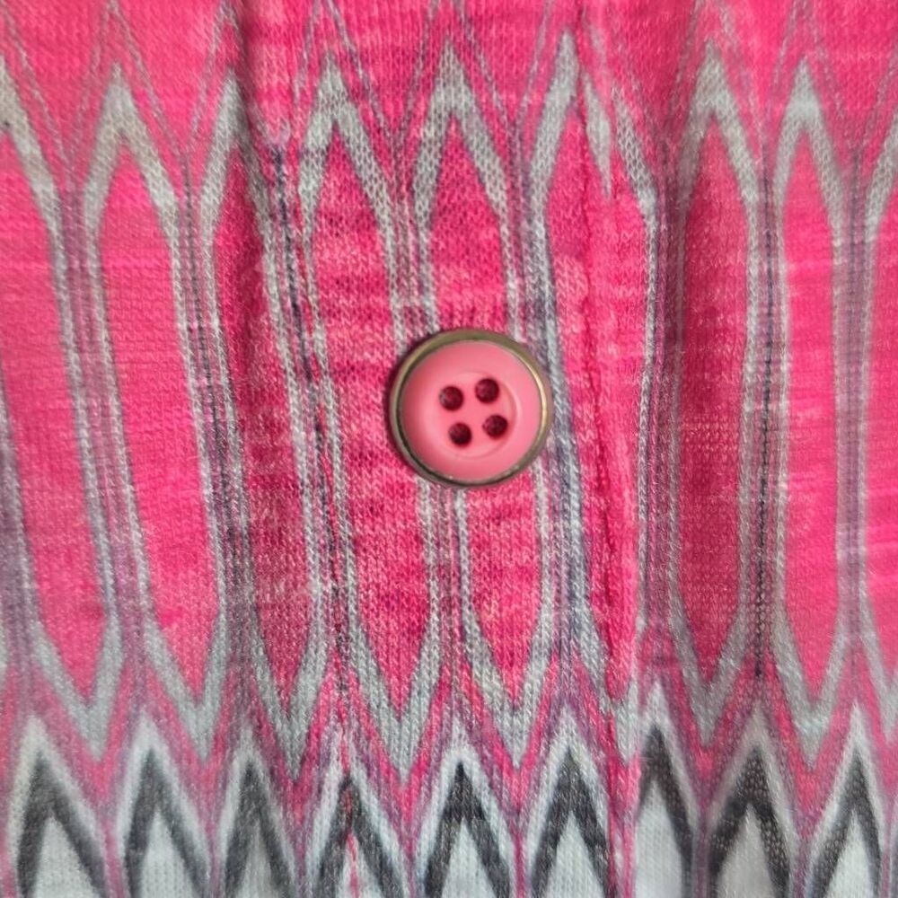 David Cline Pink Geometric Print Snap Front Blouse, long Conv. Slv. EUC, XL - Picture 3 of 12